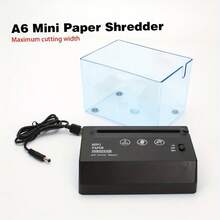 Usb Mini Electric A6 Desktop Paper Shredder, Home/Office Small Strip-Cut Paper Shredder - Black - View 3