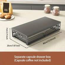 1pc Coffee Capsule Storage Drawer Organizer, Adjustable Design, Suitable For Various Sizes Of Coffee Capsules, Made Of Baked Carbon Steel Material, Elegant And Practical - Black - View 2