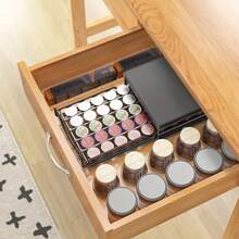 1pc Coffee Capsule Storage Drawer Organizer, Adjustable Design, Suitable For Various Sizes Of Coffee Capsules, Made Of Baked Carbon Steel Material, Elegant And Practical - Black - View 5