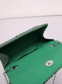 Fashionable And Delicate Rhinestone Decorated Clutch Bag With Handle And Shoulder Strap For Evening,Tready Bride BagTready Bride Bag, Perfect For Party,Wedding, Prom,Dinner/Banquet, Matching With Wedding Dress, Formal Dresses, Prom Dress, Birthday Dress, Party Dress, Glamorous Rhinestone Bag - Dark Green - View 6