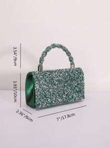 Fashionable And Delicate Rhinestone Decorated Clutch Bag With Handle And Shoulder Strap For Evening,Tready Bride BagTready Bride Bag, Perfect For Party,Wedding, Prom,Dinner/Banquet, Matching With Wedding Dress, Formal Dresses, Prom Dress, Birthday Dress, Party Dress, Glamorous Rhinestone Bag - Dark Green - View 5