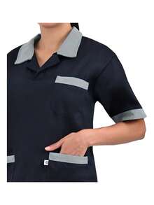 Juego de Filipina De Limpieza Con Pantalón Mod 1803 - Azul marino Con Gris - Ver 5