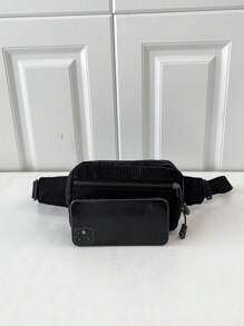 1pc Solid Color Corduroy Fabric Fashionable And Versatile Sporty Casual Men's Mini Chest Bag Crossbody Sling Shoulder Waist Vacation Holiday Gym Bicycle Stuff School Purse Storage Bag Rider Bag Black Bag Hiking Student Large Capacity Multi-Functional Portable Travel Christmas Thanksgiving Gifts Side Bags Satchel Bag Leather Bag Hobo Hip Bag Summer Pouch Belt Bag For Men Running Accessories Festival Phone Bag - Black - View 3