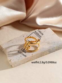 1 chiếc nhẫn hở cá nhân hóa bằng thép không gỉ mạ vàng 18k, phong cách tối giản, phù hợp cho phụ nữ mặc hàng ngày và dự tiệc - Vàng - Xem 14