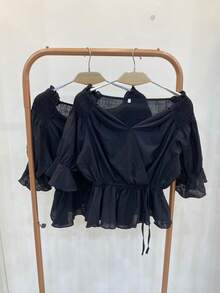 Women Blouses - 黑色 - 查看 2