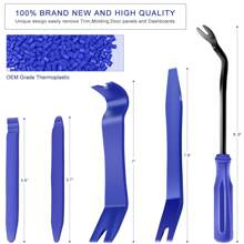 13  Pcs Auto Trim Removal Tool Kit (No Scratch Plastic Pry Kit) , Door Panel Removal Tool, Car Clips, Push Rivets, Molding, Dashboards, Interior Trim Tools, Blue - Blue - View 3