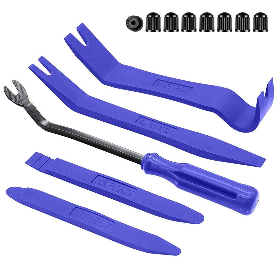 13  Pcs Auto Trim Removal Tool Kit (No Scratch Plastic Pry Kit) , Door Panel Removal Tool, Car Clips, Push Rivets, Molding, Dashboards, Interior Trim Tools, Blue - Blue - View 1