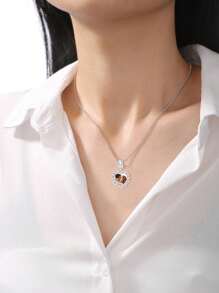 1pc Personalized Photo Bracelet Pendant, Gift For Mother, Daughter, Girlfriend, Wife, Best Friend, Includes Photo Necklace Pendant, Photo Anklet Pendant, And Heart/Round Pendant Beads - Rose Gold - View 4