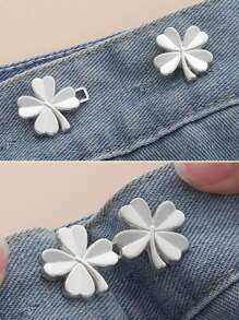 1 Pieza Cinturón Ajustable Invisible De Trébol De La Suerte Con Botones Desmontables Sin Costuras, Cinturón De Flores Pequeñas Con Herramienta De Reducción De Cintura Para Decoración Y Ajuste De Cintura, Hebilla De Cinturón Para Pantalones Vaqueros
