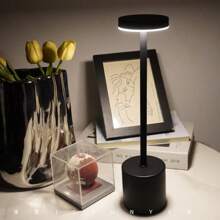 3色LED創意復古桌燈，可調光控制，金屬條形裝飾燈，適用於咖啡館/酒吧/臥室，USB充電和可調亮度夜燈 - 彩色 - 查看 8