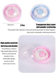 2 Pcs Body Powder Puff Fluffy Body After-Bath Villus Powder Puff Container For Home And Travel Use - Multicolor - View 2