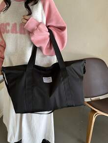 大容量經典風格旅行袋行李箱,適合旅行 - 黑色 - 查看 3