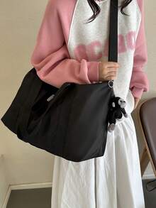 大容量經典風格旅行袋行李箱,適合旅行 - 黑色 - 查看 4