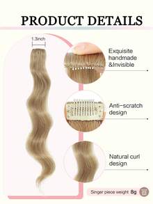 Flequillo Lateral Largo Natural Con Ondas De Aire, Flequillo Hacia Delante Con Clip Para Uso Diario De Mujeres, Set De 2 Piezas De Flequillo Delantero Largo Lateral - Lino Dorado - Ver 3