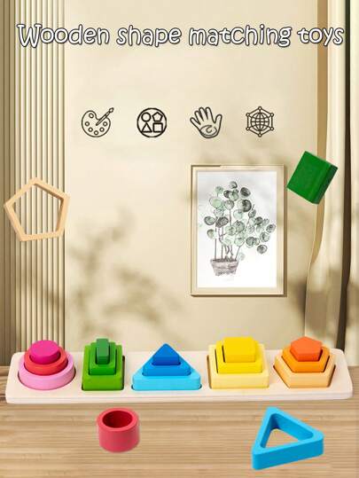 Montessori tidig utbildning för barns pedagogiska leksaksform Matchande färgkognition 3D tredimensionellt block geometriskt pusselSkola, student, brevpapper, skolmaterial