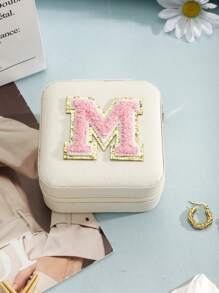 1個簡約風格信封圖案戒指、項鍊、耳環等珠寶收納盒 - 白色粉字母 - 查看 25