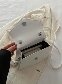 1 chiếc túi xách vuông đính đá đính nơ trang trí, thích hợp cho các quý cô mua sắm, hẹn hò, có sẵn bốn mùa, quà tặng ngày lễ tình nhân hoàn hảo cho cô ấy, lựa chọn quà tặng ngày lễ tình nhân tuyệt vời nhất từ trước đến nay Valentine - trắng - Xem 7