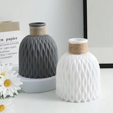 1pc Nordic Style Plastic Water Ripple Flower Vase For Home Decoration, Office Decoration, Floral Arrangements Gifts Birthday Graduation