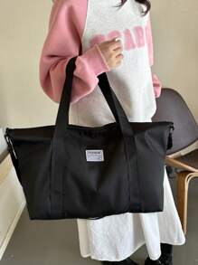 大容量經典風格旅行袋行李箱,適合旅行 - 黑色 - 查看 1