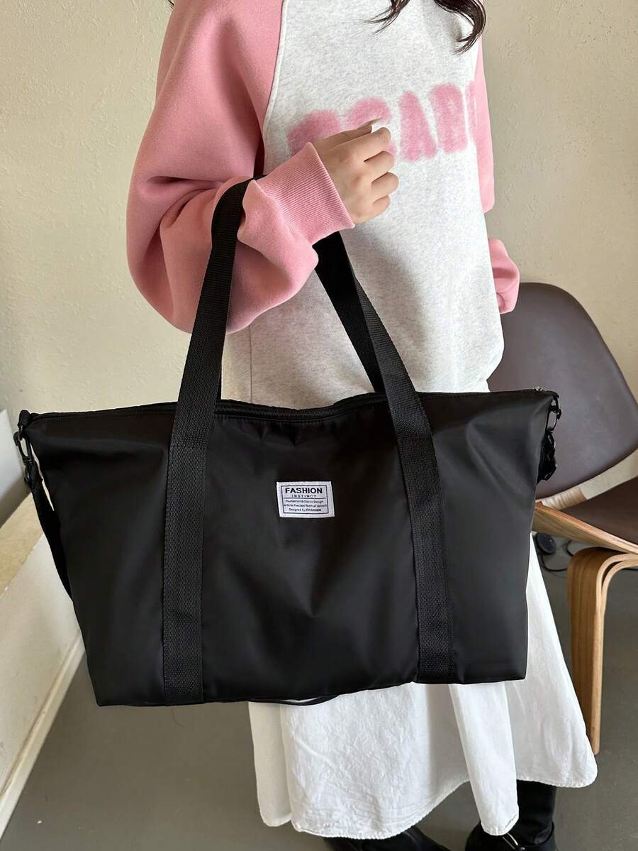 大容量經典風格旅行袋行李箱,適合旅行 - 黑色 - 查看 1