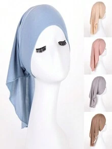 1pc Women's Thin And Breathable Solid Color Inner Hijab Cap - A - View 12
