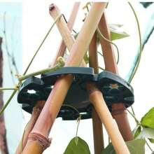 A Garden Green Round Bamboo Tray Flower Pillar Gardening Climbing Frame Wrapped With Plastic Steel Pipe Bamboo Pole Fixing Frame Plant Fixing Device