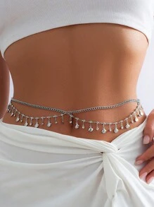 1 stuk Persoonlijkheid En Chique Boheemse stijl Ontwerp High-end Mode Strass Metaal Dubbellaags Kwast Lichaamsketting Tailleketting Voor vrouwen , Kan zijn Voor Dagelijks , Feest Of Avond , A Perfect Geschenk Keuze Voor Jouw Vriend , Of Als Geschenk