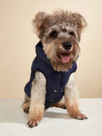 1 st. Enkel Enfärgad Vinter Husdjur kappa Med Fleece För Stora hundar Utomhus Vindtät Golden Retriever Kläder