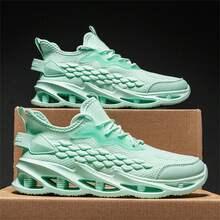 男士輕量透氣網面運動鞋,夏季運動吸收運動鞋 - 綠色 - 查看 1