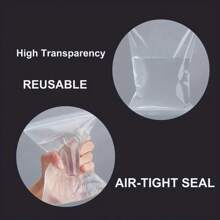 100入組/pack 多尺寸增厚8股透明自封袋,pe材質製成,可重複使用,適合零食、種子、珠寶首飾、服裝與配件包裝等用途 - 無色 - 查看 7