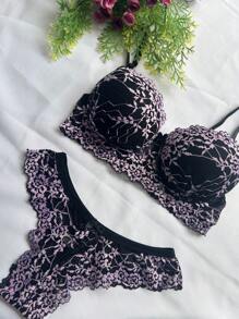 Kit With 3 Sets With Lace Cups Lingerie Panties And Bra Intimate Fashion - 彩色 - 查看 6