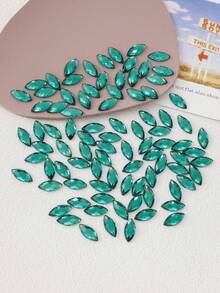 100PCS 0.7cm/0.27in * 1.5cm/0.59in Transparent Colorful Faceted Acrylic Horse Eye Flat Back Rhinestones For Shoe Decors Hair Clip DIY - green - View 4