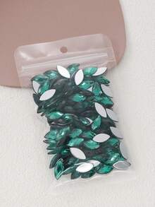 100PCS 0.7cm/0.27in * 1.5cm/0.59in Transparent Colorful Faceted Acrylic Horse Eye Flat Back Rhinestones For Shoe Decors Hair Clip DIY - green - View 6