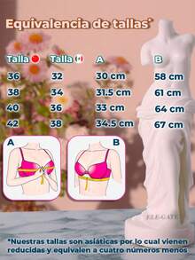 Brasier Sujetador con Diseño de Encaje Floral efecto push-up - Rosa Fucsia - Ver 2