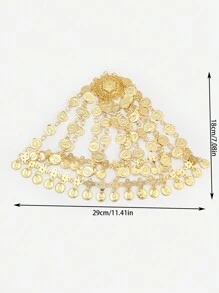1pc Women's Coin Multi-Layer Head Chain - Gold - View 2