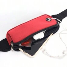 Túi đeo hông thể thao Unisex, Túi đựng điện thoại thể thao nhẹ dung tích lớn, Túi đeo hông bằng nylon bền chống nước, Thắt lưng có thể điều chỉnh, Có lỗ cắm tai nghe, Túi đeo hông thể thao để chạy bộ, đạp xe, chạy marathon, Quà tặng cá nhân - Đỏ - Xem 4