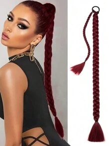 1 Pieza De Extensiones De Cola De Caballo Trenzado Largo En Color Burdeos Con Lazo Para Cabello, Extensiónes De Cola De Caballo De Pelo Sintético Suave Y Natural Para Uso Diario De Mujeres De 16, 26, 30 Y 34 Pulgadas.