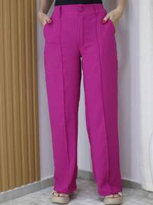 Women Pants - 玫紅色 - 查看 1