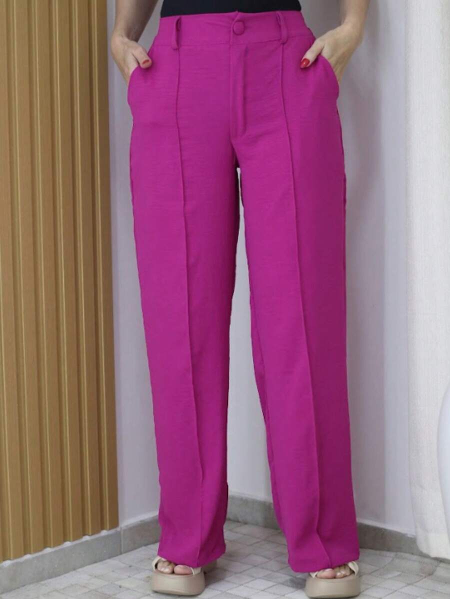 Women Pants - 玫紅色 - 查看 1