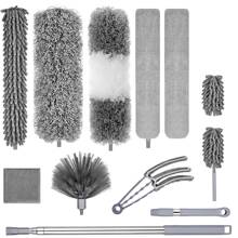 Feather Duster For Cleaning Extendable Dusters 30-100 Inch Telescopic Extension Pole Blind Cleaner Long Handled Microfiber Chenille Duster For Cobwebs High Ceilings Cars Furniture Clean - Grey - View 1