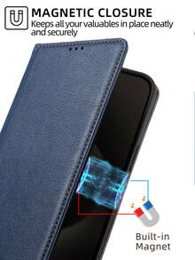 keyunfei 1入藍色磁吸立架錢包卡片支架防震翻蓋手機殼，適用於華為Y5p/榮譽X7a 4G/紅米Note 10s/紅米Note 11s 4G - 藍色 - 查看 7