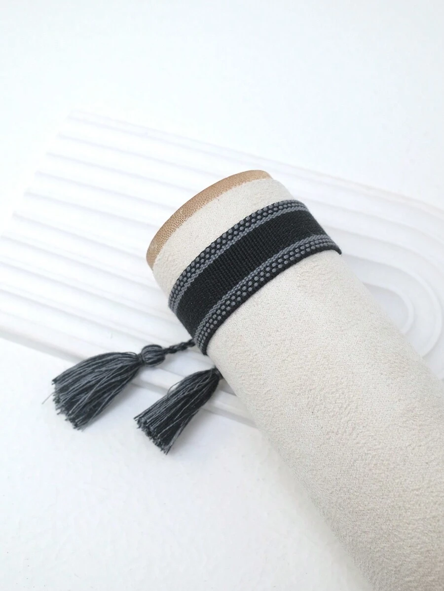 1 Miếng Phong cách Bohemian Thủ công Bện Đơn giản Vintage Creative Không giới tính Băng tay - màu đen - Xem 1