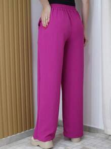 Women Pants - 玫紅色 - 查看 3