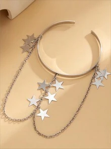 1pc Personalized Exaggerate Geometrical Lines Design Metal Arm Cuff With Rhinestone Fit For Women's Daily Wear In Summer - Gold - View 17