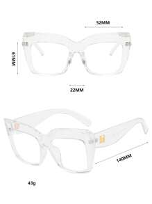 1pc Thick Frame Extra Large Cat Eye Computer Glasses - 無色 - 查看 6
