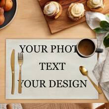 1pc Custom Table Place Mats With Photo Text, Personalized Heat-Resistant Kitchen Mats For Dining Table, Washable Monogrammed Placemats, Unique Gift For Anniversary Birthday Wedding Housewarming - Multicolor - View 1