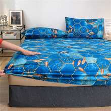 3pcs Geometric Pattern Grid Print Modern Style Bedding Set With 1 Fitted Sheet And 2 Pillowcases, Without Filler, Four Seasons Available For Bedroom