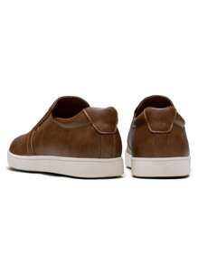 SHOESMALL Men's Slip On Shoes Lightweight Slip On Fashion Sneakers Brown Casual Slip On Shoes For Men - AMY3051A-棕色 - 查看 8