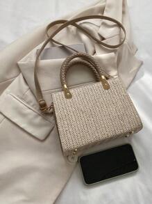 Fashion Korean Version Gentle Handbag 2025 Summer New Versatile Single Shoulder Crossbody Bag Small Square Bag - Khaki - View 7