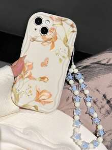 Ốp điện thoại chống sốc họa tiết hoa cam, cây dừa, bướm, kem và vòng tay hạt thủ công tương thích với iPhone (Xr/7/8/iPhone 11/iPhone 12/iPhone 13/iPhone 14/iPhone 15pro Max), cũng có sẵn trong ốp lưng mềm chống sốc TPU (Xs Straight Edge/ P12) - Nhiều màu - Xem 4